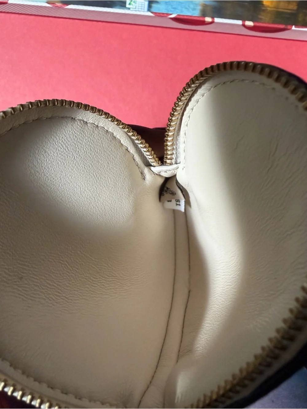 Coach Heart Key & Card Holder - White with Red Cherries